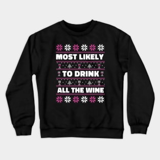 Most Likely to Drink All the Wine // Funny Ugly Christmas Sweater Crewneck Sweatshirt